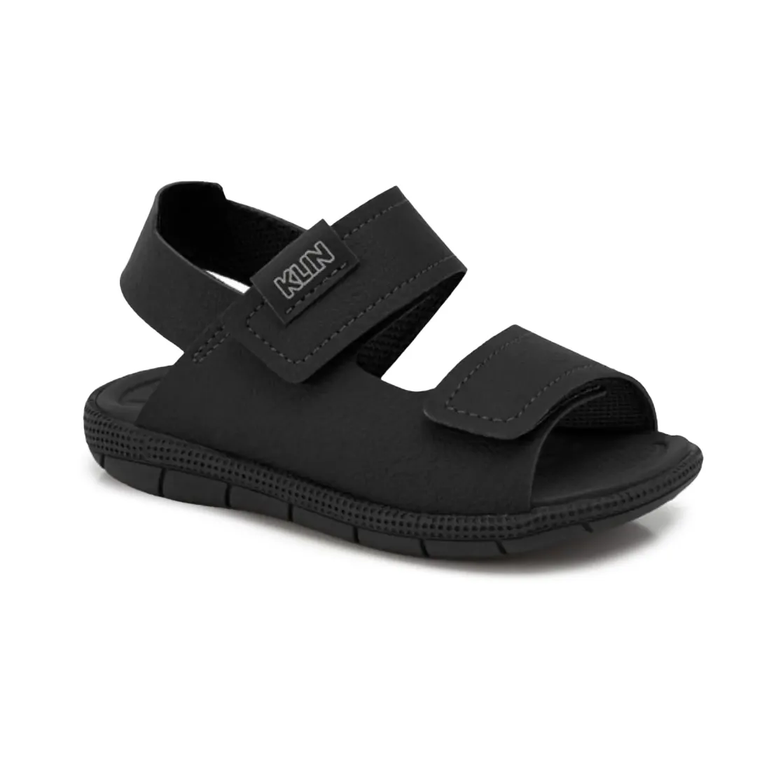 Papete infantil masculina Klin preta em material sintético, vista frontal com fechos de velcro